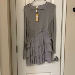 Grey ruffle sweater.